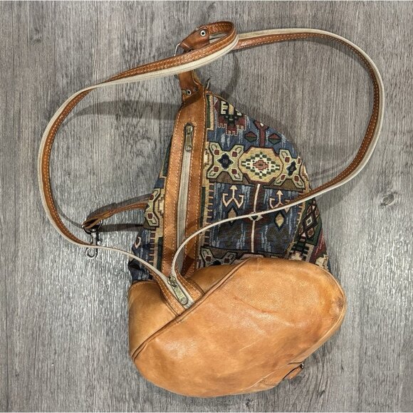 VTG Leather FORCE TEN Two Way Shoulder And Cross Body Bag Purse Backpack - Picture 5 of 9